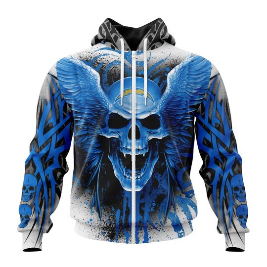 Discover football Los Angeles Chargers Special Kits With Skull Zip Up Hoodie