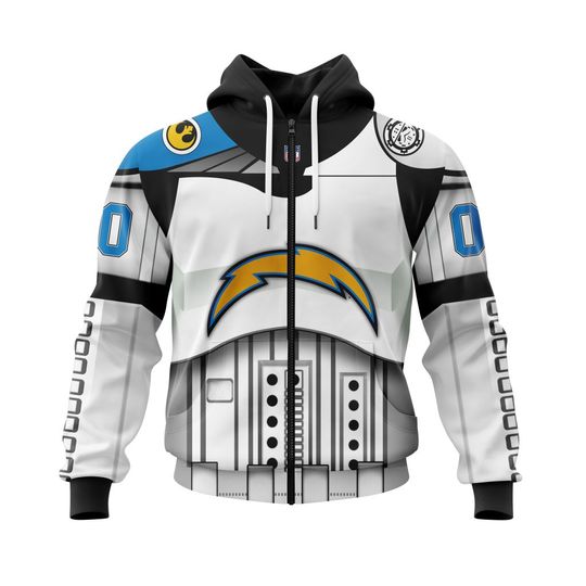 football Los Angeles Chargers Custom Name Number Star Wars Zip Up Hoodie