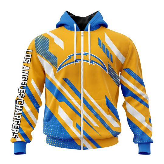 football Los Angeles Chargers Custom Name Number MotoCross Concept Zip Up Hoodie