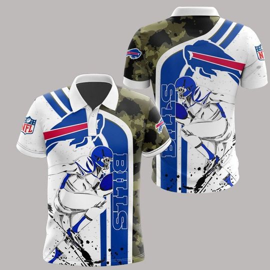 Discover football Buffalo Billss White Camo Polo Shirt