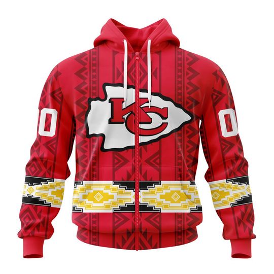 Discover football Kansas City Chiefs Custom Name Number Native Concepts Zip Up Hoodie