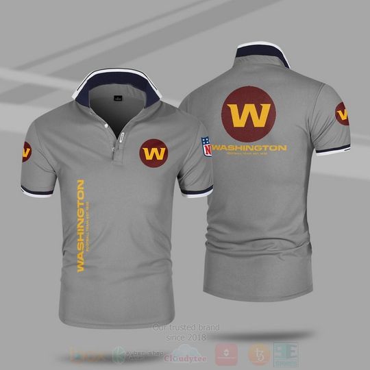 Discover football Washington Commanderss Grey Polo Shirt
