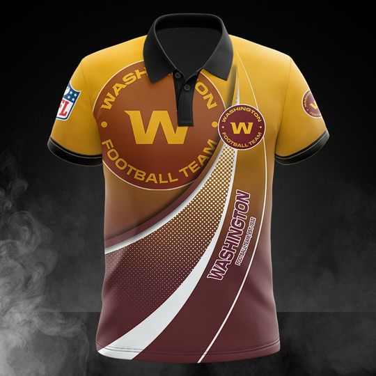 Discover football Washington Commanderss Yellow Brown White Curve Polo Shirt