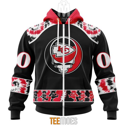 football Kansas City Chiefs Custom Name Number Grateful Dead Zip Up Hoodie