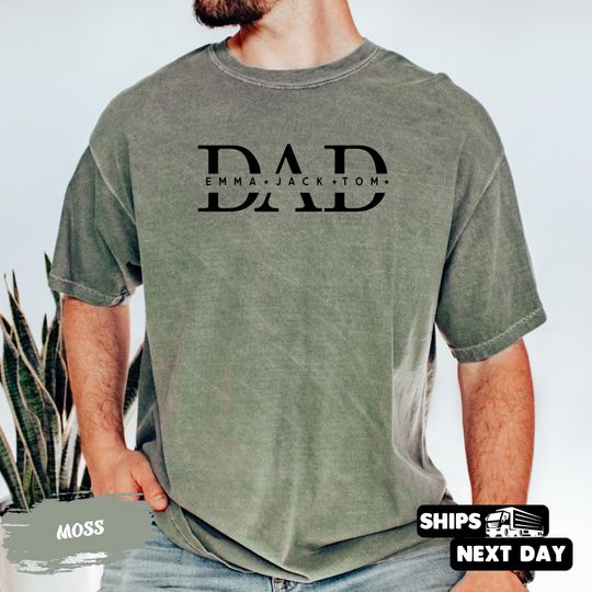 Discover Comfort Colors Custom Personalized Dad With Kids Names Birthday Gift Shirt