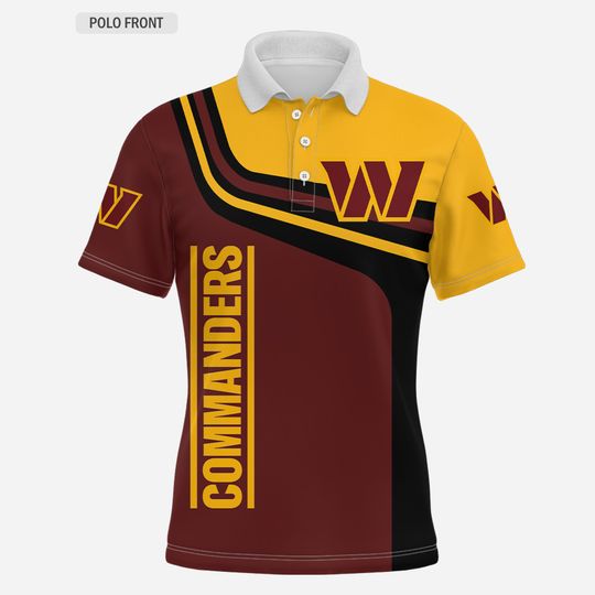 Discover football Washington Commanderss Brown Black Yellow Curve Polo Shirt