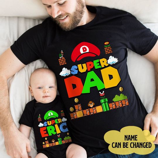Super Mario Dad And Son Shirt | Personalized Mario Family Shirt | Super Dad Daddio Shirt | Matching Father Son | Mario Fathers Day Shirt