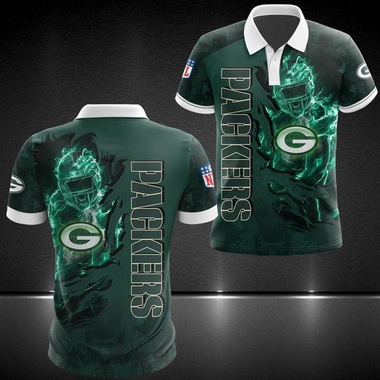 Discover football Green Bay Packerss Green Fire Polo Shirt