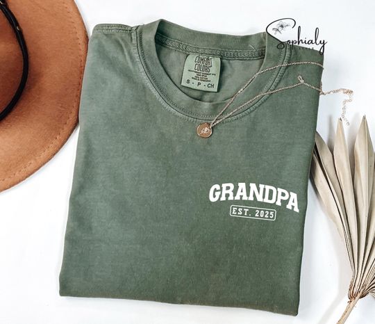Discover Grandpa Est Shirt, Pocket Grandpa Shirt, Fathers Day Shirt, Grandpa Gift, Dad Shirt, Custom Grandpa Shirt, Fathers Shirt