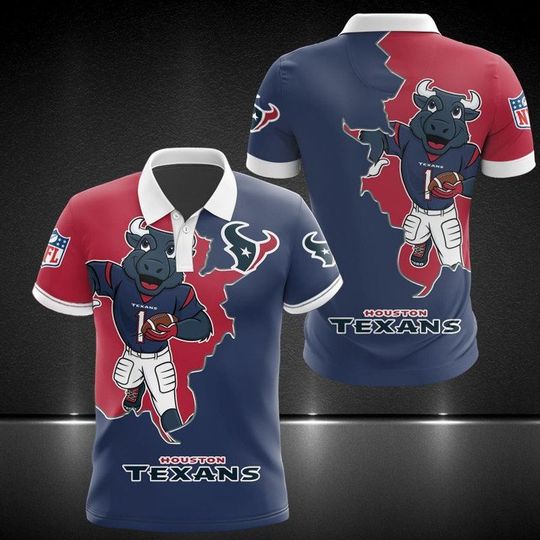 Discover football Houston Texanss Blue Red Polo Shirt V2