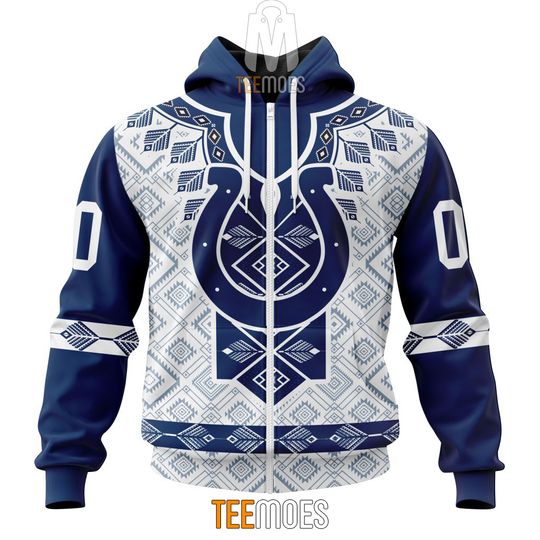 football Indianapolis Colts Custom Name Number Native Pattern Zip Up Hoodie