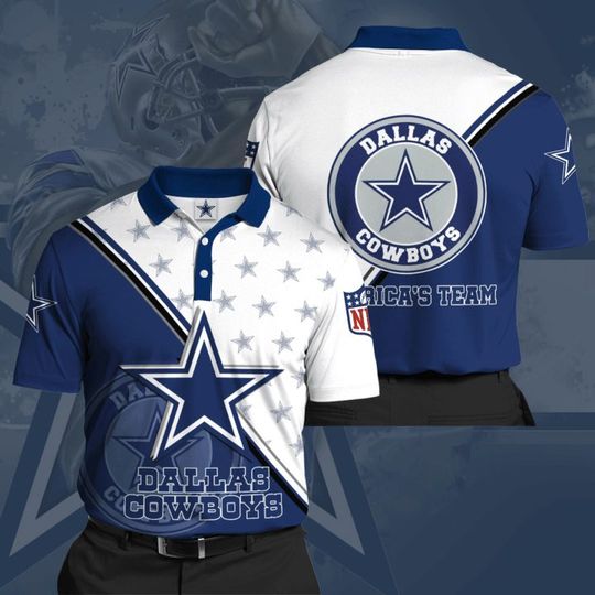 Discover football Dallas Cowboyss Big Logo Center Blue White Polo Shirt