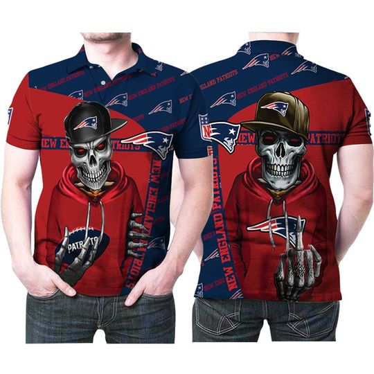 Discover football New England Patriots Logo Hip Hop Skeleton Polo Shirt