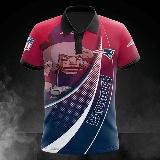 Discover football New England Patriotss Red Blue Polo Shirt V3