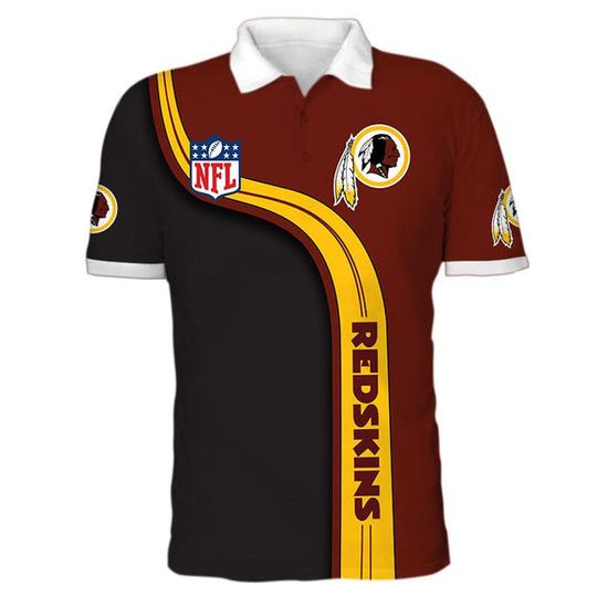 Discover football Washington Redskinss Black Yellow Brown Polo Shirt