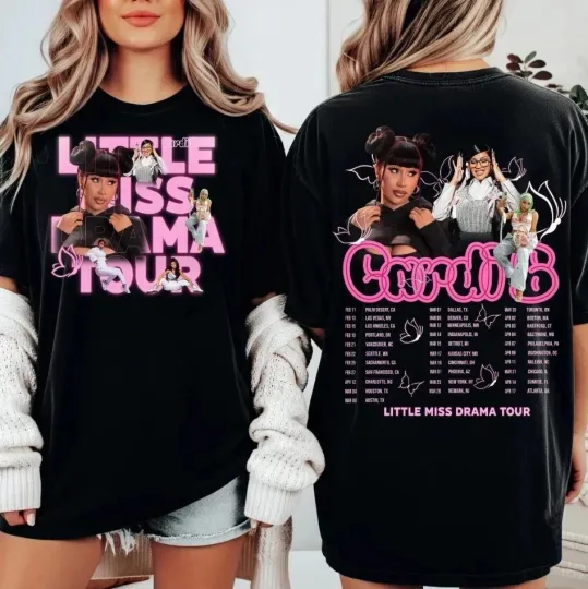 Discover Cardi-B Little Miss Drama Tour 2026 T-shirt S-5XL Graphic Tee Gift For Fan Two S