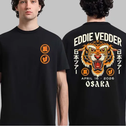 Discover Eddie-Vedde Japan 2026 Tour Merch Osaka Tiger Event Two Sided T-Shirt