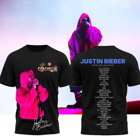 Discover Justin Bieber 2026 Music Festival Fan All Over Shirt Desert Party Tee