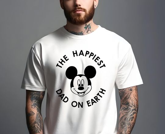 Discover Happiest Dad on Earth Disney Shirt, Disney Trip Dad Shirt, Father's Day Gift, New Dad Disney Shirt, Disney T-Shirt for men, Mickey T-Shirt