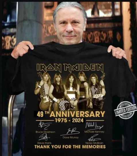Discover Iron Maiden 49th Anniversary Vintage T-Shirt 1975-2024 Classic Tee