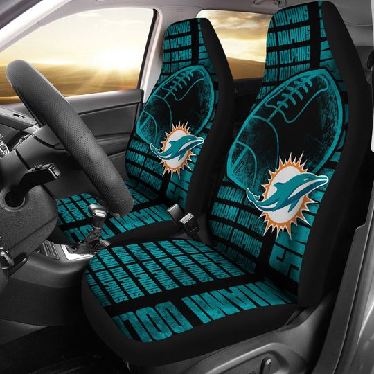 Discover football Miami Dolphins Black Aqua Car Seat Covers