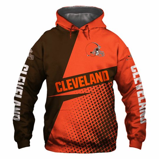Discover football Cleveland Browns Orange Pullover Hoodie V3