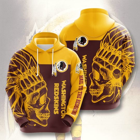 Discover football Washington Redskins Skull Pullover Hoodie