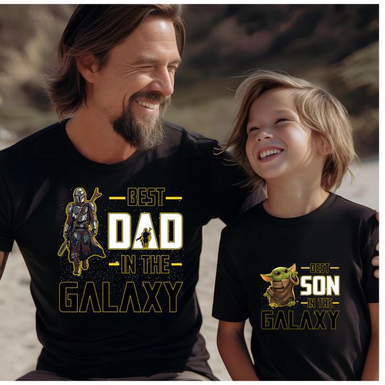Discover Star Wars Best Dad and Best Son In The Galaxy Shirt, Matching Father and Son Tees, Dadalorian and Yoda Shirt, Fathers Day Gifts, Dad's Gift