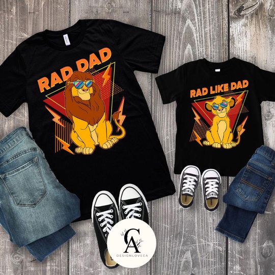 Discover Retro 90s The Lion King Simba Mufasa Disney Dad Shirt, Daddy and Son Matching, Happy Father's Day Shirt, Daddy and Me Family Vacation 2025