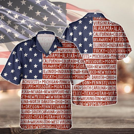 America State Hawaiian Shirt, USA 250 Years Independence Apparel, Patriotic Freedom, 1776-2026 America Anniversary, Patriotic Freedom