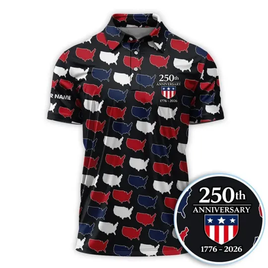 America 250 Polo Shirt Men, USA 1776–2026 250th Anniversary Gift