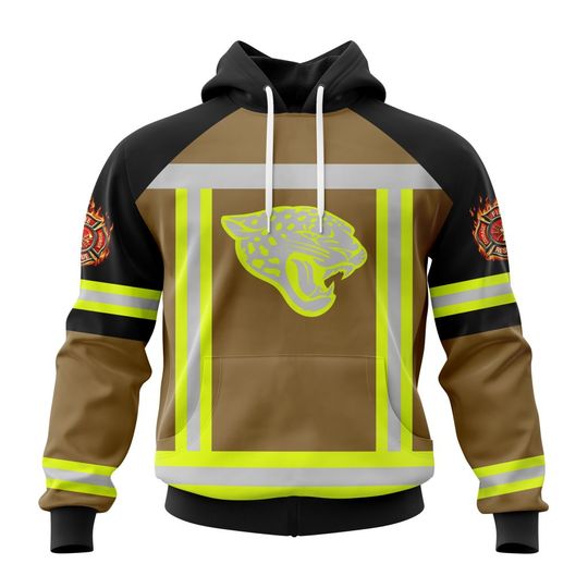 Discover football Jacksonville Jaguars Custom Name Number Firefighter Uniform Pullover Hoodie