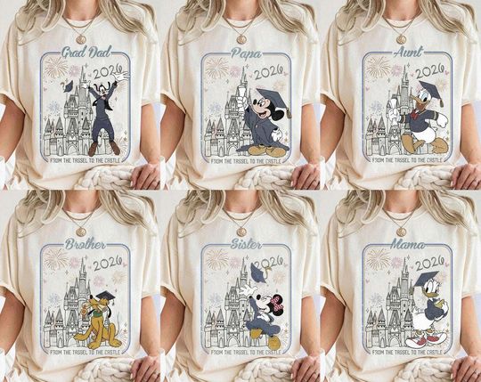 Discover Disney Graduation From The Tassel To The Castle Shirt, Mickey & Friends Graduation Tee, Disney Grad Squad Family 2026 Tee, Personalized Tee