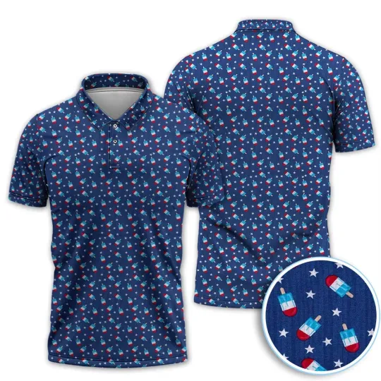 Discover Patriotic Ice Cream Polo Shirt with American Flag for Golf Enthusiasts