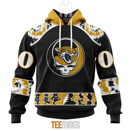 Discover football Jacksonville Jaguars Custom Name Number Grateful Dead Pullover Hoodie