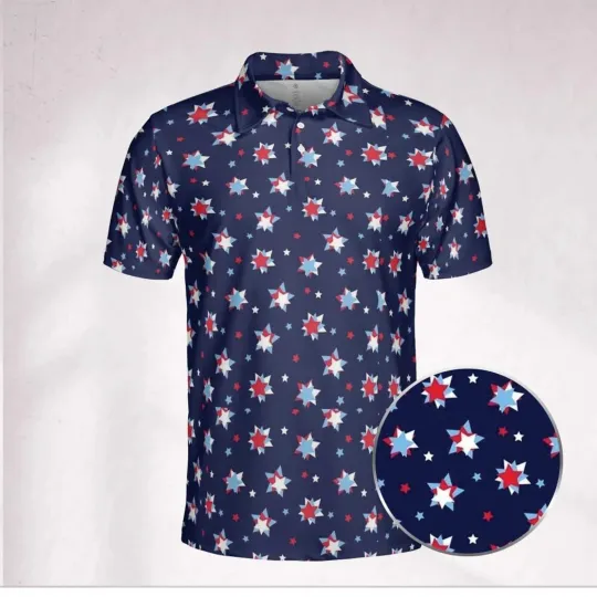 Navy Star Polo Shirt, Golf Polo Shirt, Team Golf Shirt