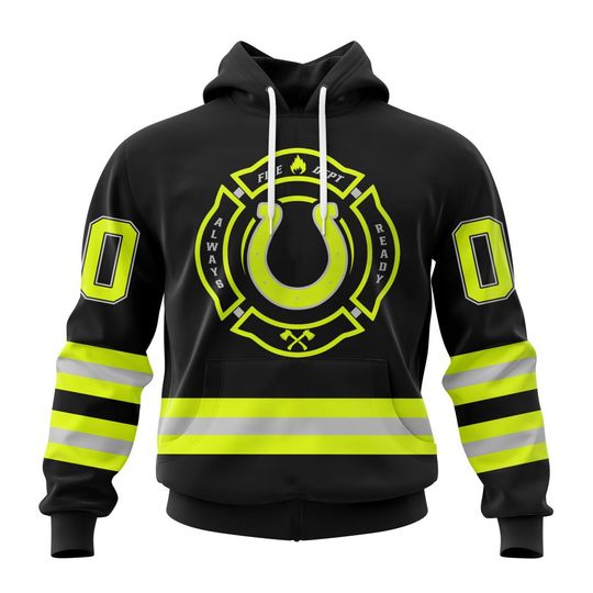 Discover football Indianapolis Colts Custom Name Number Special FireFighter Uniform Pullover Hoodie