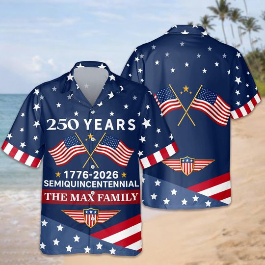 Discover Custom Name America 250 Years 1776-2026 Hawaii Shirt, USA 250Years Independence Apparel, Patriotic American Flag Pet Tee