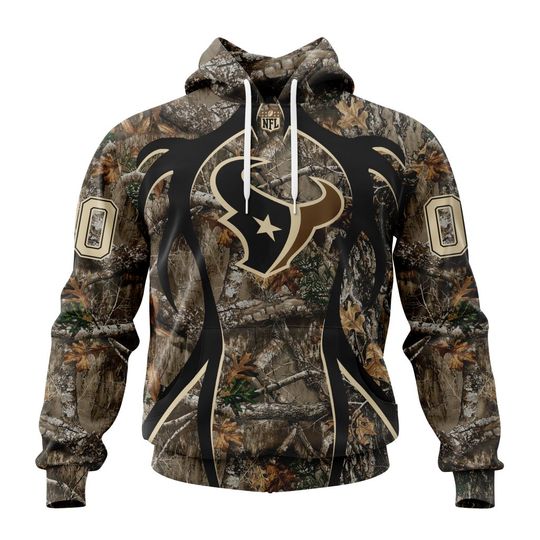 Discover football Houston Texans Custom Name Number Special Hunting Camo Pullover Hoodie