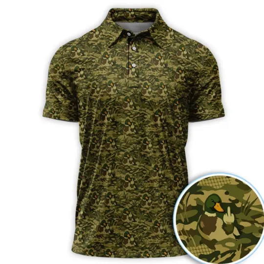 Discover Mallard Duck Camo Pattern Golf Polo Shirt for Men