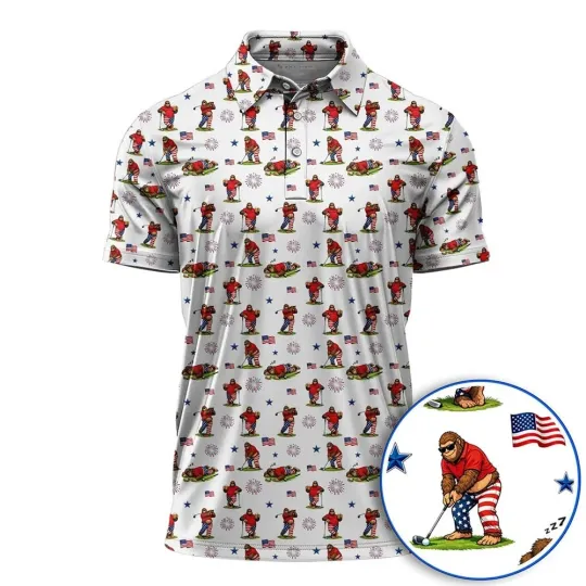 Discover Patriotic Golf Polo Shirt with American Flag Design