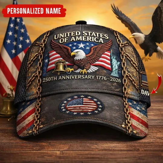 USA 250th Anniversary Hat 1776-2026, Patriotic Eagle Bell Cap