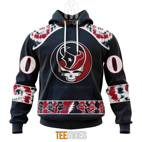 Discover football Houston Texans Custom Name Number Grateful Dead Pullover Hoodie