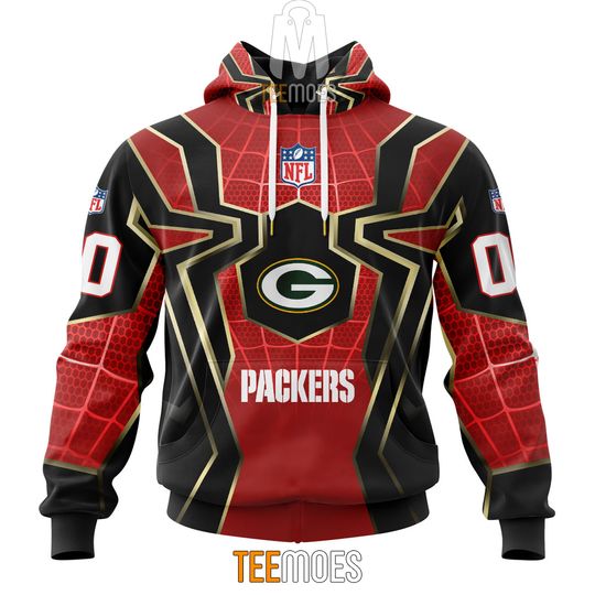 Discover football Green Bay Packers Custom Name Number Spider Man Pullover Hoodie