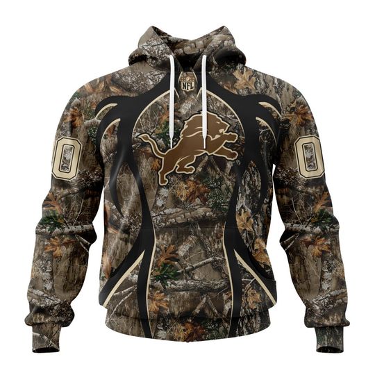 Discover football Detroit Lions Custom Name Number Special Hunting Camo Pullover Hoodie