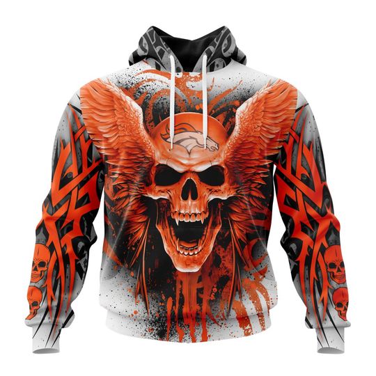 Discover football Denver Broncos Special Kits With Skull Pullover Hoodie