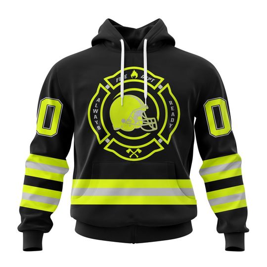 Discover football Cleveland Brownss Custom Name Number Special FireFighter Uniform Pullover Hoodie