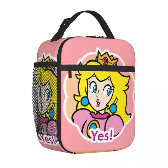 Discover Super Marios Princess Peach Merch Insulated Lunch Bag For Outdoor Food Container Portable Thermal Cooler Bento Box