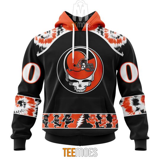 Discover football Cleveland Brownss Custom Name Number Grateful Dead Pullover Hoodie