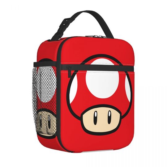 Discover Super Marios Red Mushroom Thermal Insulated Lunch Bags for Picnic Portable Bento Box Thermal Cooler Food Box